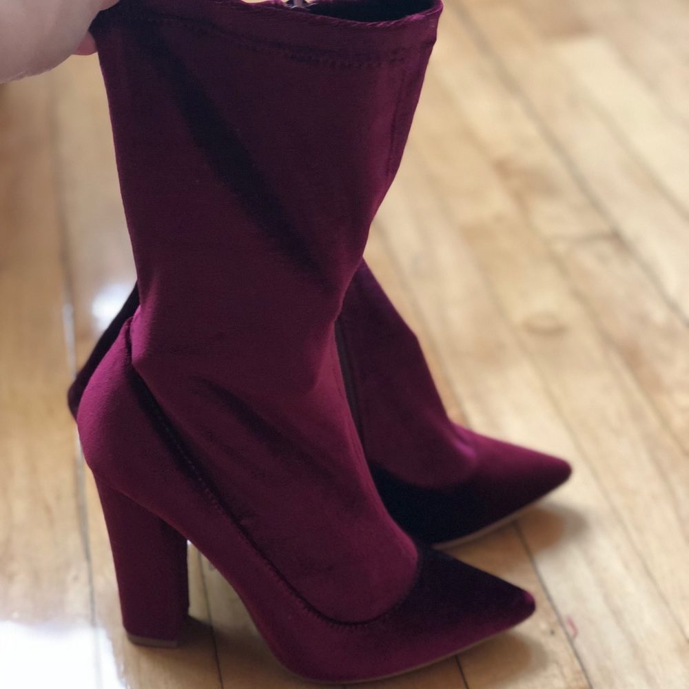 Wine colored sock booties